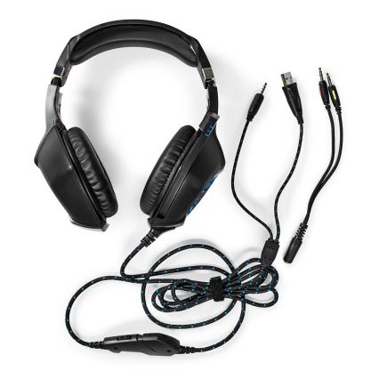 Auscultadores LED Gaming com um microfone preto/azul