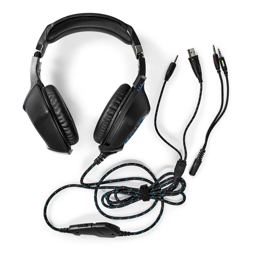 Auscultadores LED Gaming com um microfone preto/azul