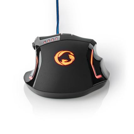 Rato de gaming LED 800/1600/2400/4000 DPI 8 botões preto