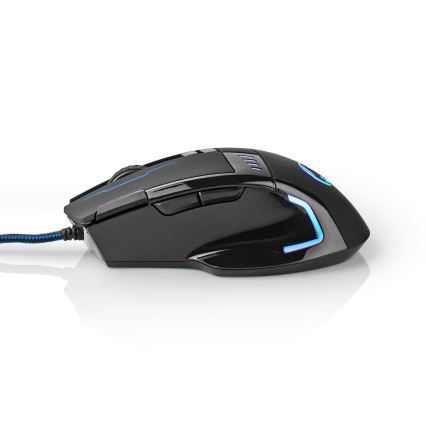 Rato de gaming LED 800/1600/2400/4000 DPI 8 botões preto