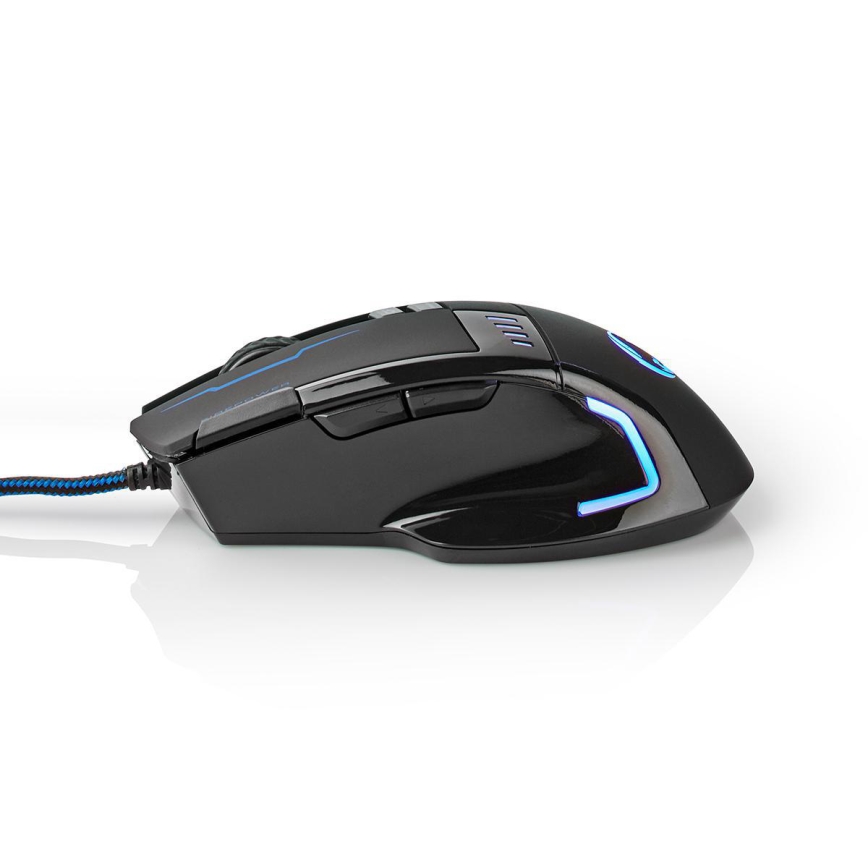 Rato de gaming LED 800/1600/2400/4000 DPI 8 botões preto