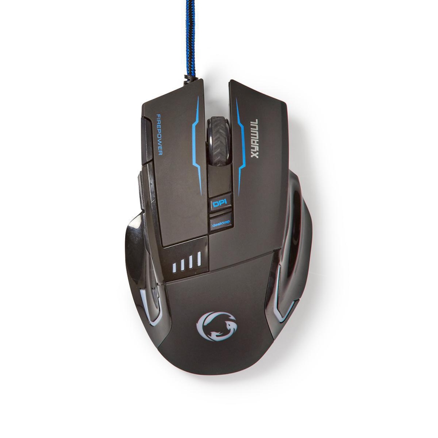 Rato de gaming LED 800/1600/2400/4000 DPI 8 botões preto