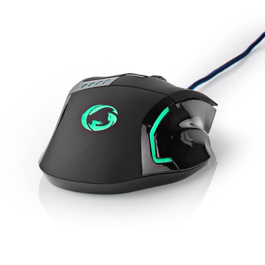 Rato de gaming LED 800/1600/2400/4000 DPI 8 botões preto