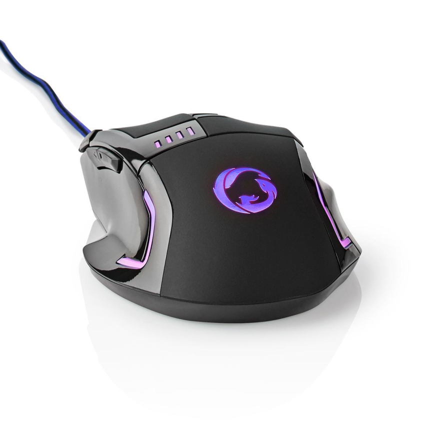 Rato de gaming LED 800/1600/2400/4000 DPI 8 botões preto