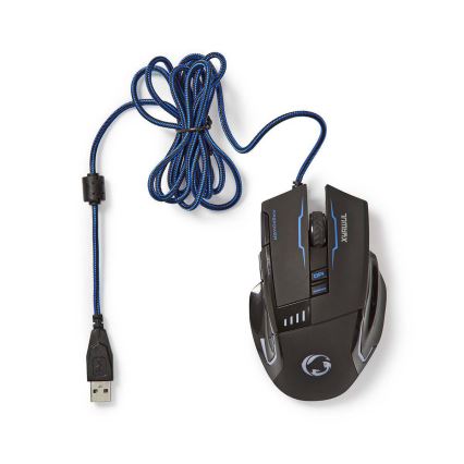 Rato de gaming LED 800/1600/2400/4000 DPI 8 botões preto