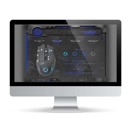 Rato de gaming LED 800/1600/2400/4000 DPI 8 botões preto