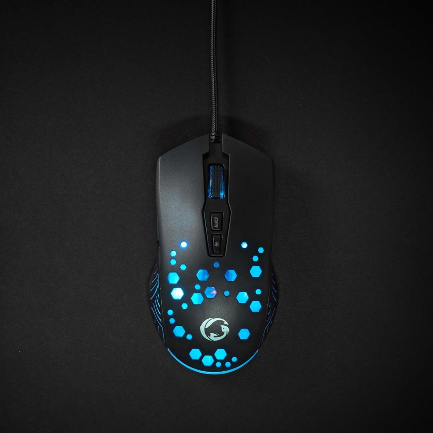 Rato de gaming LED 800/1200/2400/3200/4800/7200 DPI 7 botões preto