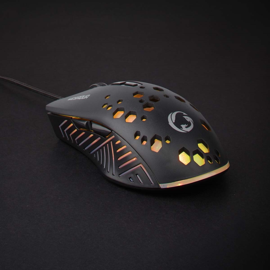 Rato de gaming LED 800/1200/2400/3200/4800/7200 DPI 7 botões preto