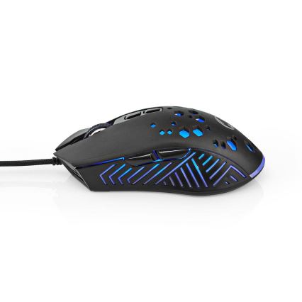 Rato de gaming LED 800/1200/2400/3200/4800/7200 DPI 7 botões preto