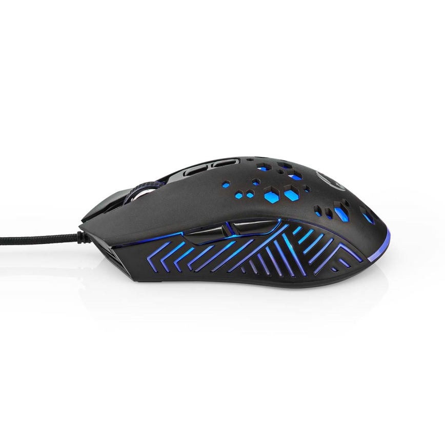Rato de gaming LED 800/1200/2400/3200/4800/7200 DPI 7 botões preto
