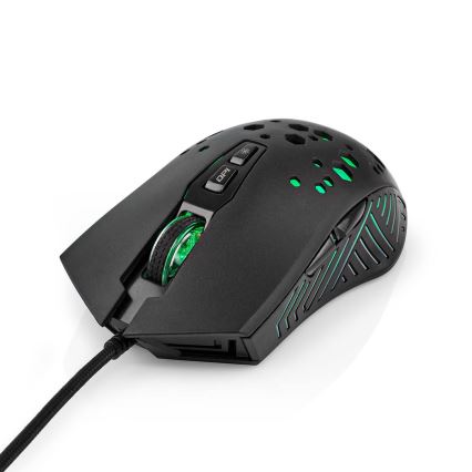Rato de gaming LED 800/1200/2400/3200/4800/7200 DPI 7 botões preto