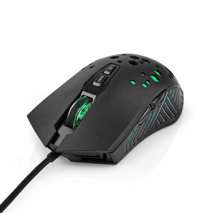 Rato de gaming LED 800/1200/2400/3200/4800/7200 DPI 7 botões preto