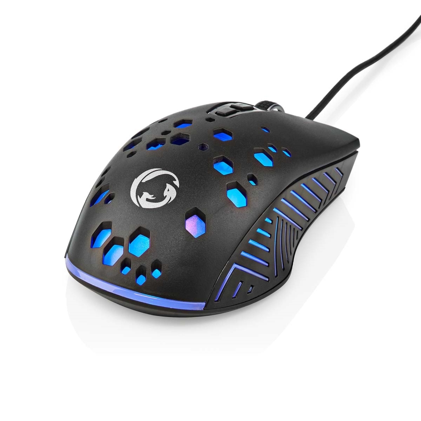 Rato de gaming LED 800/1200/2400/3200/4800/7200 DPI 7 botões preto