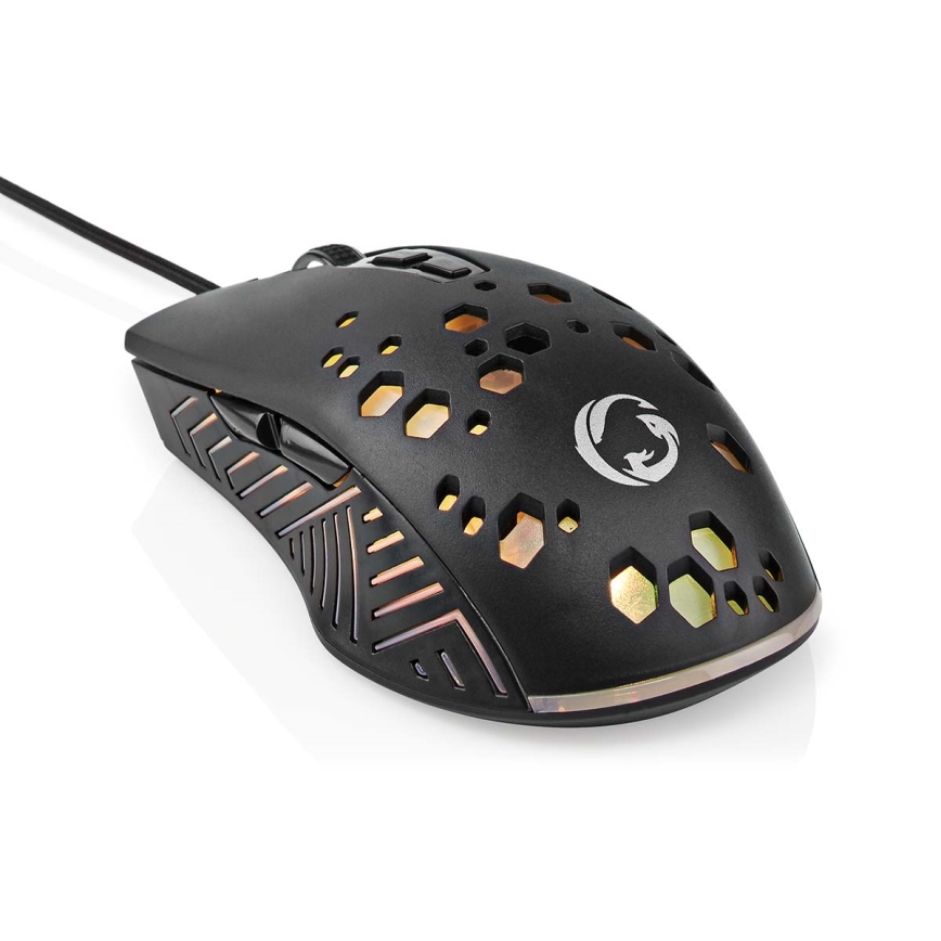 Rato de gaming LED 800/1200/2400/3200/4800/7200 DPI 7 botões preto