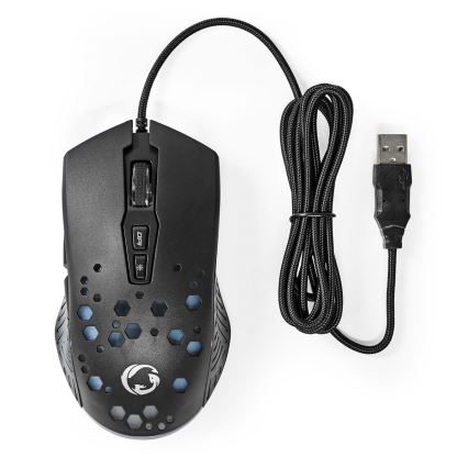 Rato de gaming LED 800/1200/2400/3200/4800/7200 DPI 7 botões preto