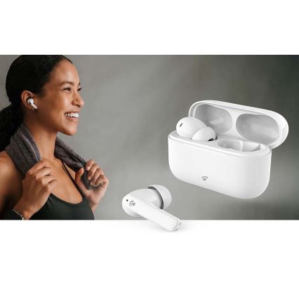 Nedis HPBT2425WT - Auriculares sem fios com ENC IPX4 branco