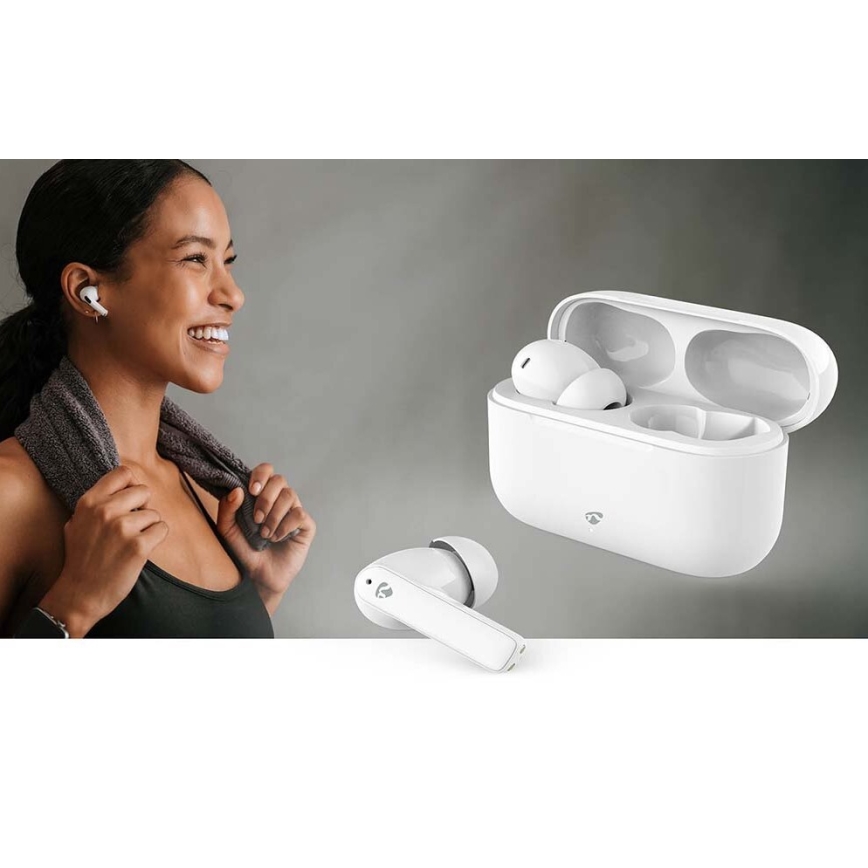 Nedis HPBT2425WT - Auriculares sem fios com ENC IPX4 branco