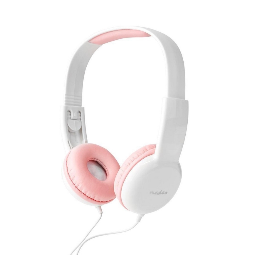Auscultadores com fio rosa / branco