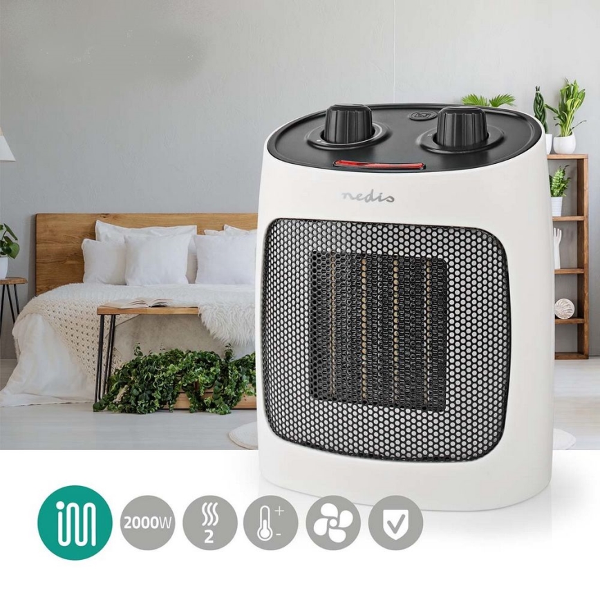 Ventoinha com elemento de aquecimento cerâmico 1000/2000W/230V