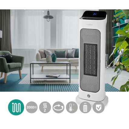 Ventoinha com elemento de aquecimento cerâmico 1400/2000W/230V + controlo remoto