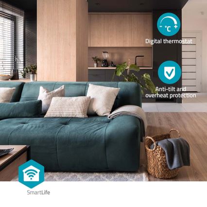 Ventoinha com uma elemento de aquecimento cerâmico Smartlife 1000/1500W/230V Wi-Fi Tuya + controlo remoto