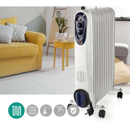 Aquecedor de óleo portátil com 11 costelas 1000/1500/2500W/230V
