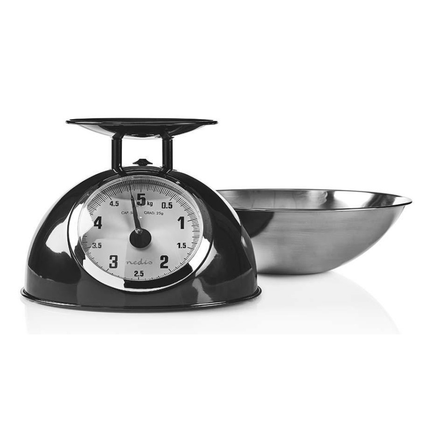 Balança de cozinha retro com tigela preta