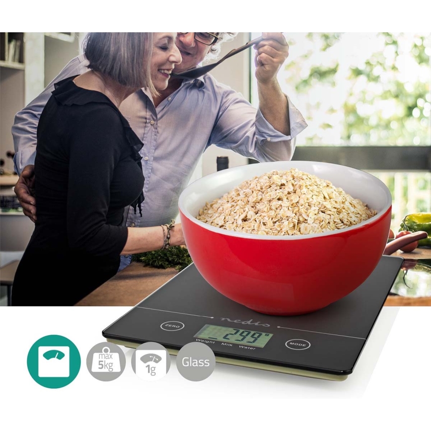 Balança digital de cozinha 1xCR2032 preto