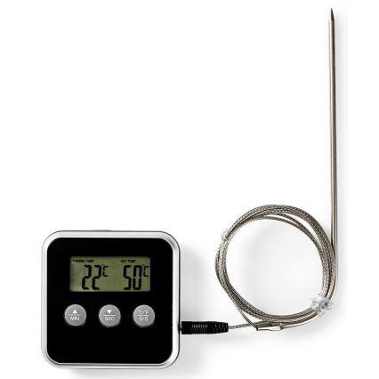Termómetro de carne com visor e temporizador 0-250 °C 1xAAA