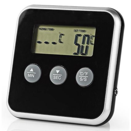 Termómetro de carne com visor e temporizador 0-250 °C 1xAAA