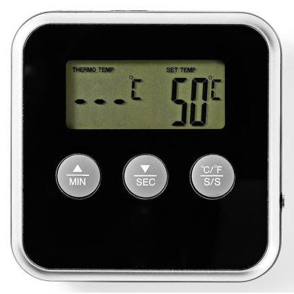 Termómetro de carne com visor e temporizador 0-250 °C 1xAAA