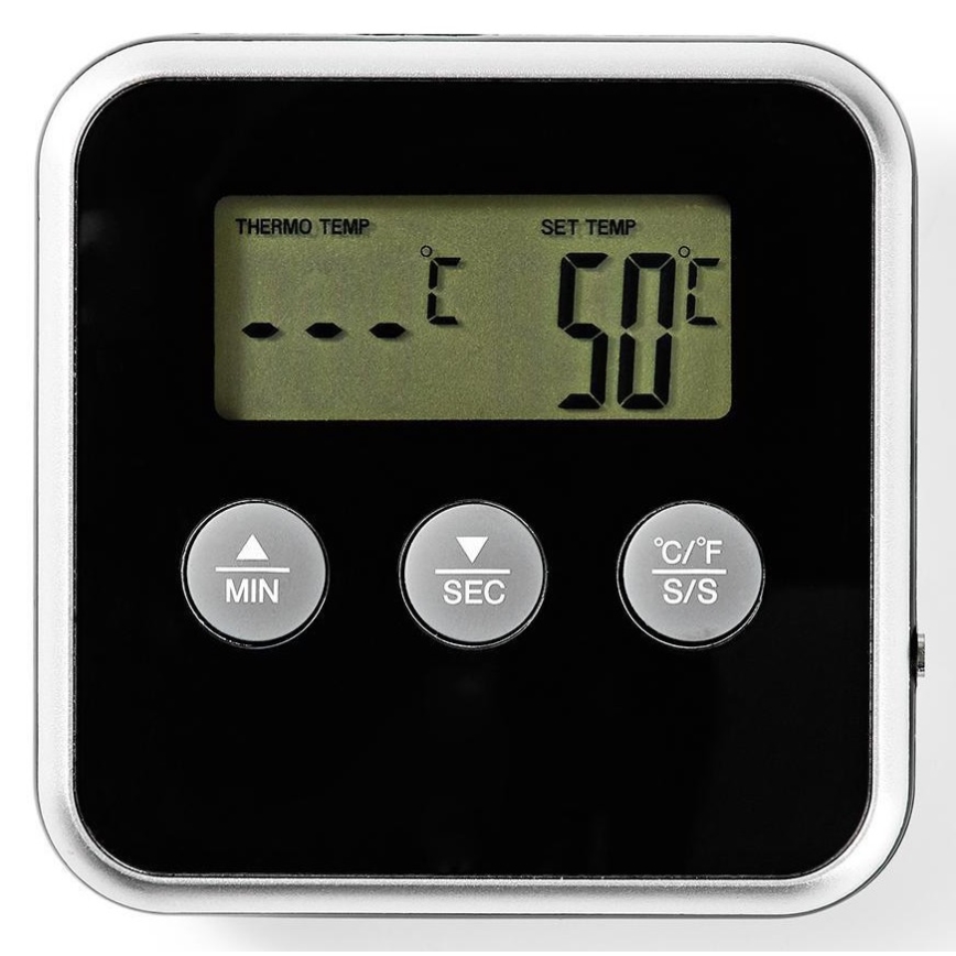 Termómetro de carne com visor e temporizador 0-250 °C 1xAAA