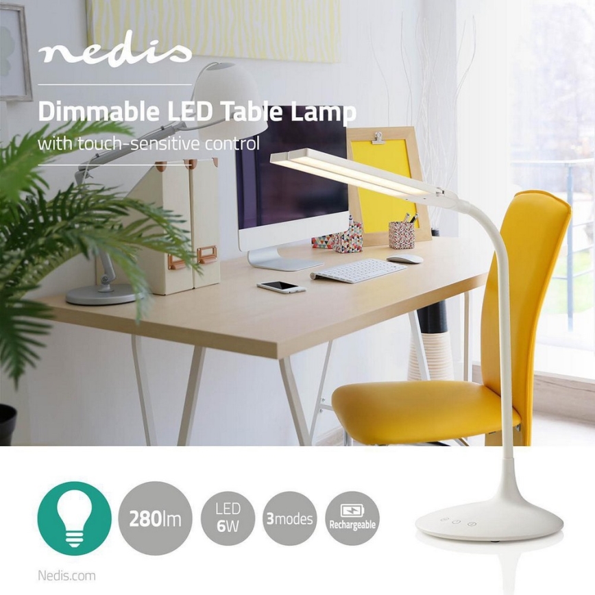 Candeeiro de mesa LED com regulação LED/6W/5V 2200 mAh branco