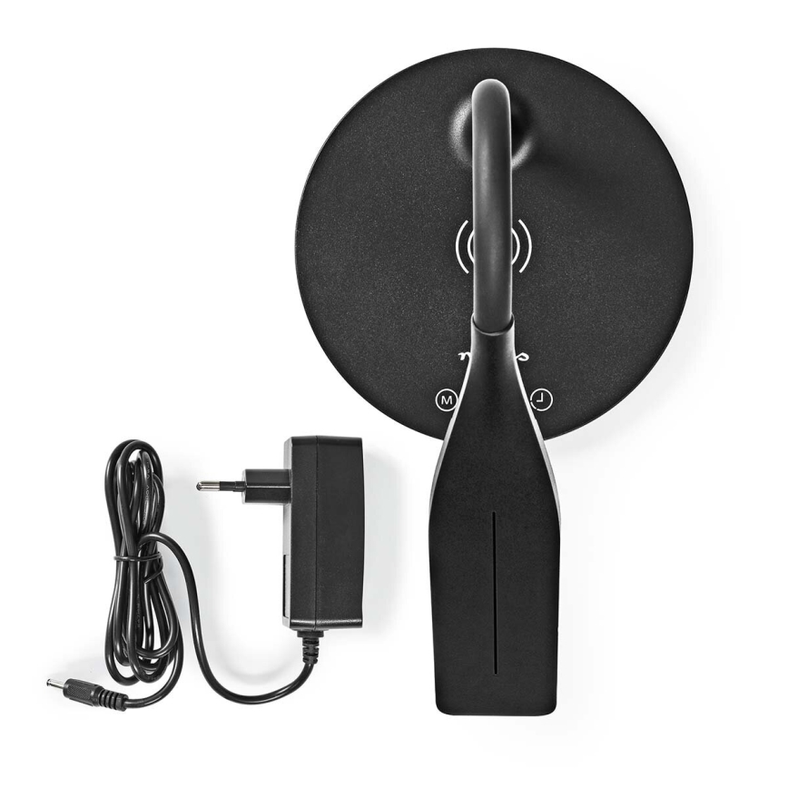 LED Regulação táctil flexible candeeiro de mesa com 15W carregamento sem fios Qi LED/5,5W/230V 2700-6500K preto