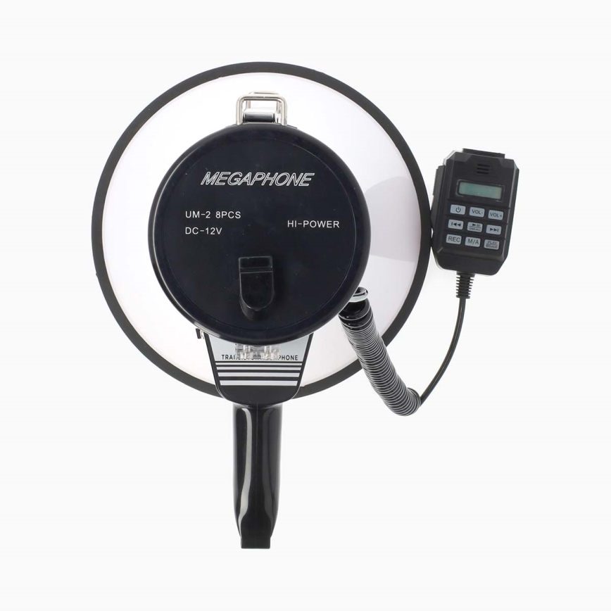Megafone com microfone externo USB 25W/8xC branco/preto
