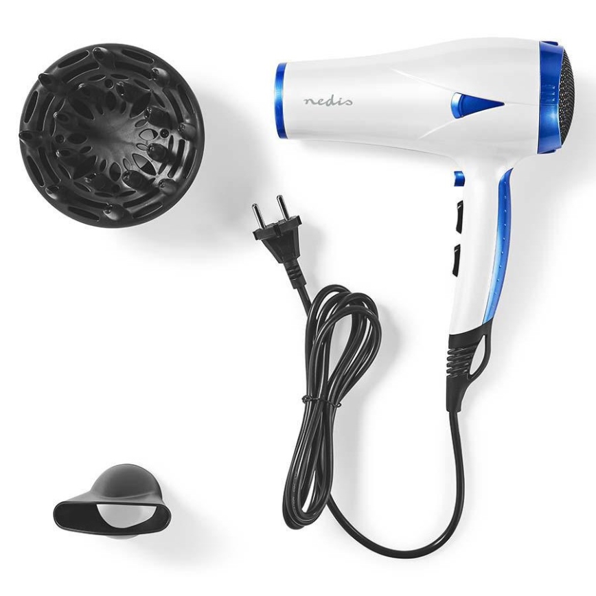 Secador de cabelo 2em1 2000W/230V branco/azul