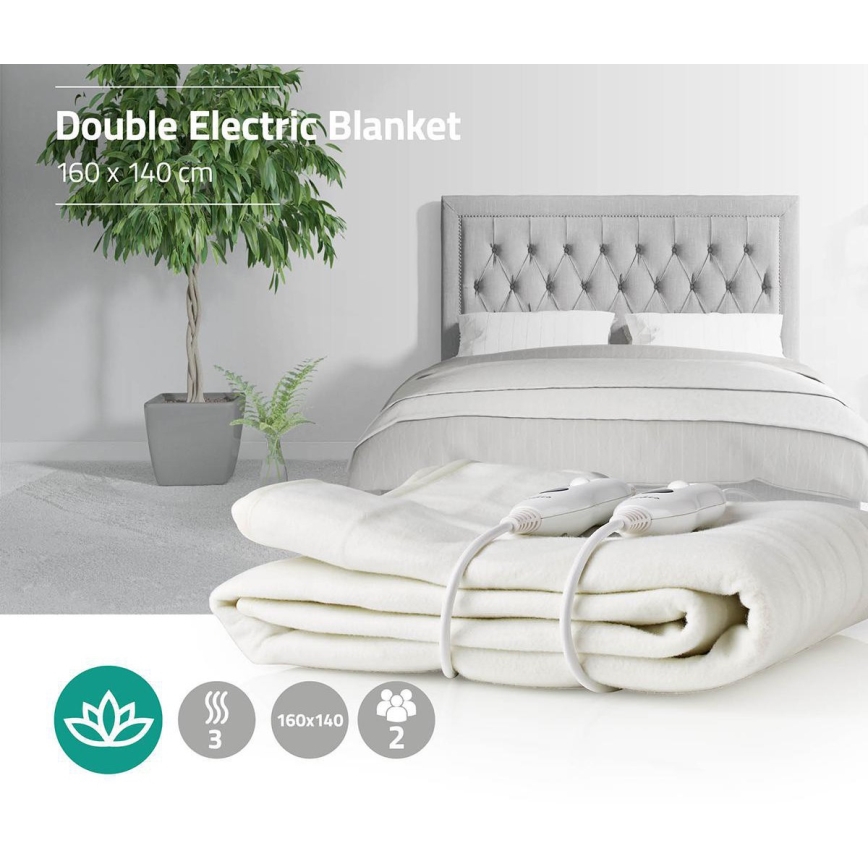 Manta elétrica aquecida para duas pessoas 120W/230V 160x140 cm
