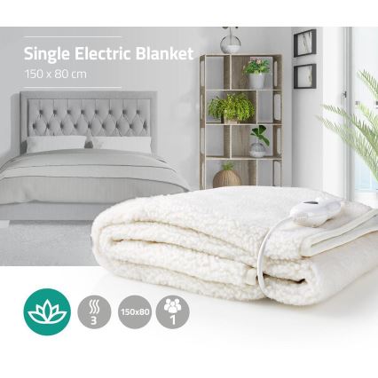 Manta elétrica aquecida 60W/230V 150x80 cm de lã