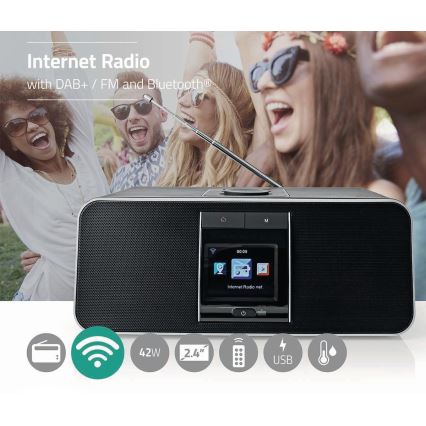 Rádio multifunções com internet 42W/230V Wi-Fi Bluetooth USB+ CR