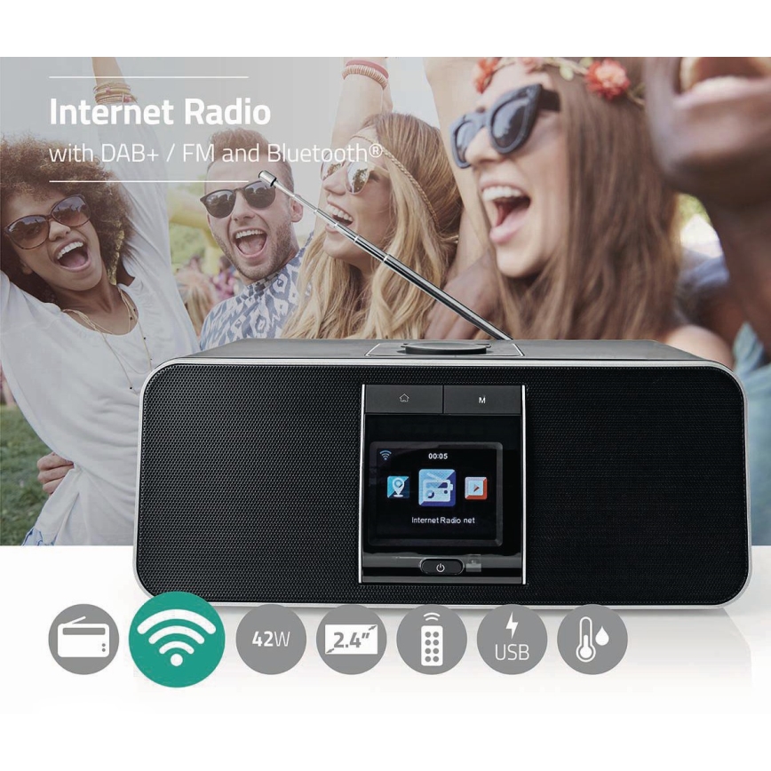 Rádio multifunções com internet 42W/230V Wi-Fi Bluetooth USB+ CR