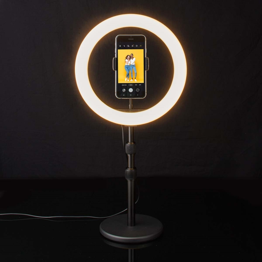 Candeeiro LED regulável com suporte para vlogging LED/6W/USB 2700-6700K