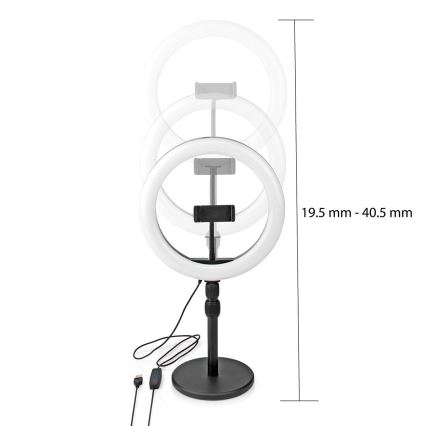 Candeeiro LED regulável com suporte para vlogging LED/6W/USB 2700-6700K
