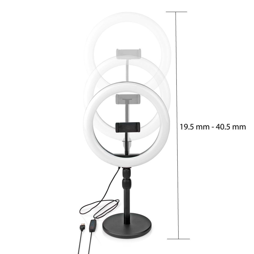 Candeeiro LED regulável com suporte para vlogging LED/6W/USB 2700-6700K