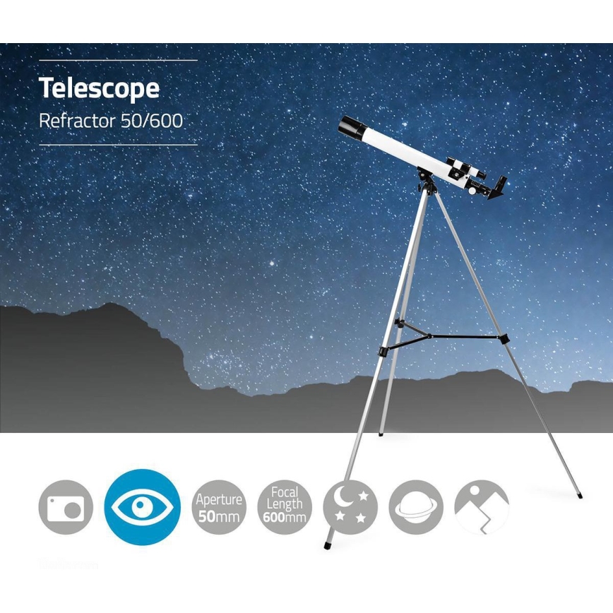Telescópio 50x600 mm com tripé
