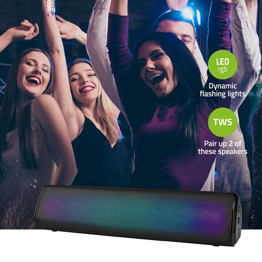 Coluna portátil LED RGB 18W/1200 mAh