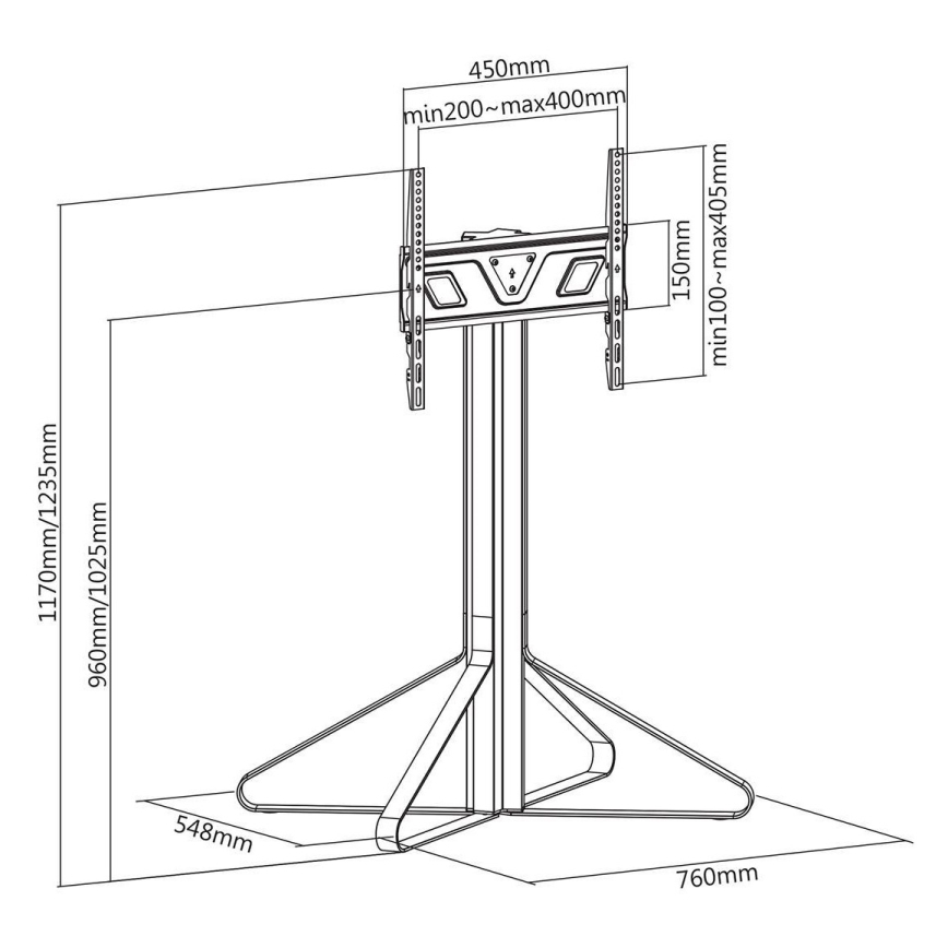 Suporte de chão para TV 43-65” mogno