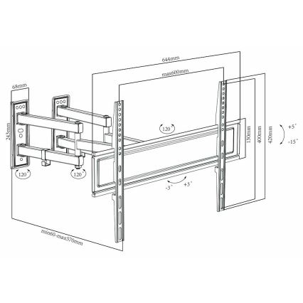Suporte de parede para TV Full Motion 30-70”