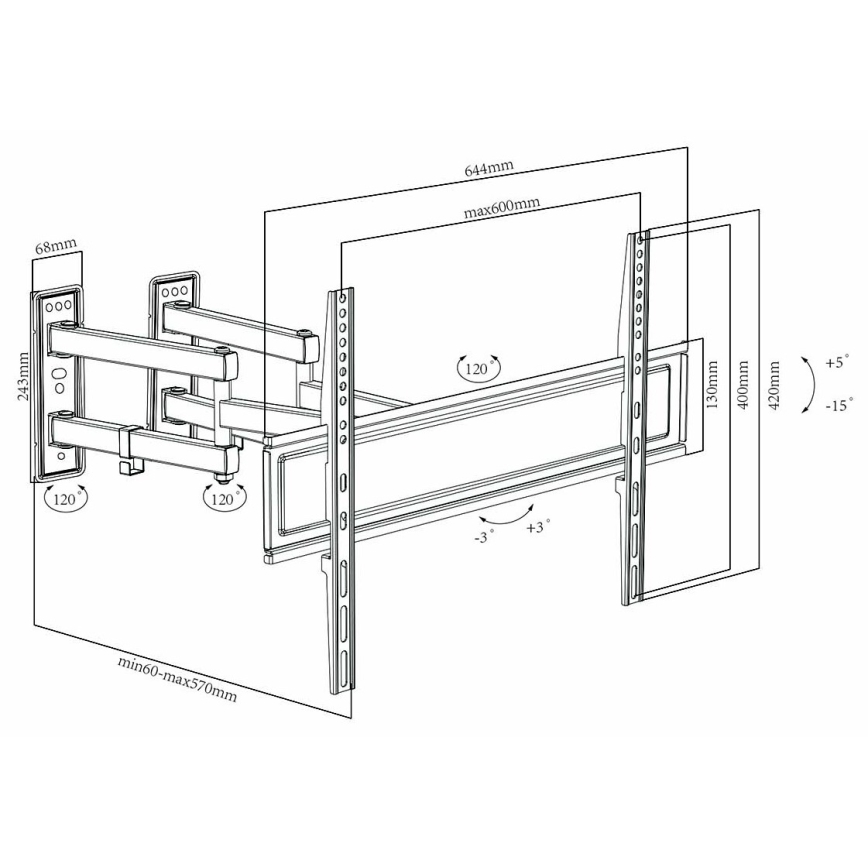 Suporte de parede para TV Full Motion 30-70”