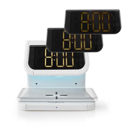 Relógio despertador com carregador sem fios LED/10W/230V branco