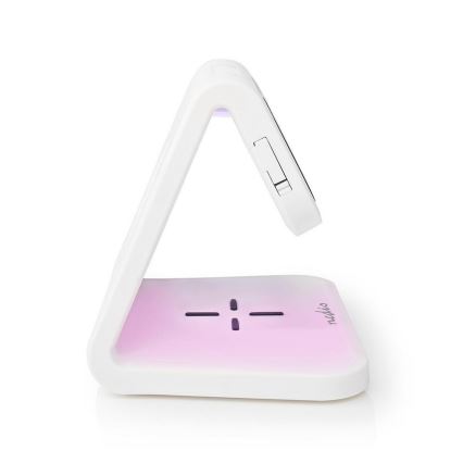 Relógio despertador com carregador sem fios LED/10W/230V branco